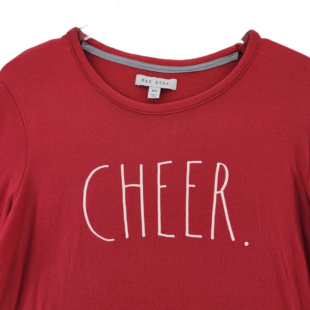 Rae Dunn CHEER Long Sleeve Jersey Top Women's Medium Red‎ - Picture 2 of 7